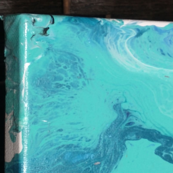 UNDERWATER FANTASY - Original Painting, 16x20 - Turquoise, Blues, Silver, White - Picture 7 of 16